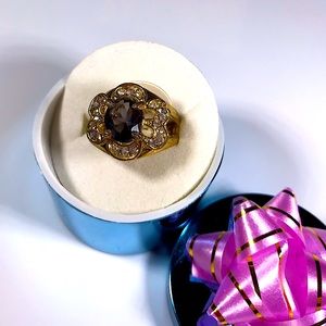 Gorgeous Big Statement Ring Vintage Deadstock New Unique Rare Sparkle Gem